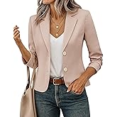 FOLUNSI Women's Business Casual Cropped Blazer Lapel Collar Long Sleeve Work Office Suit Jacket with Fully Lined S-XL