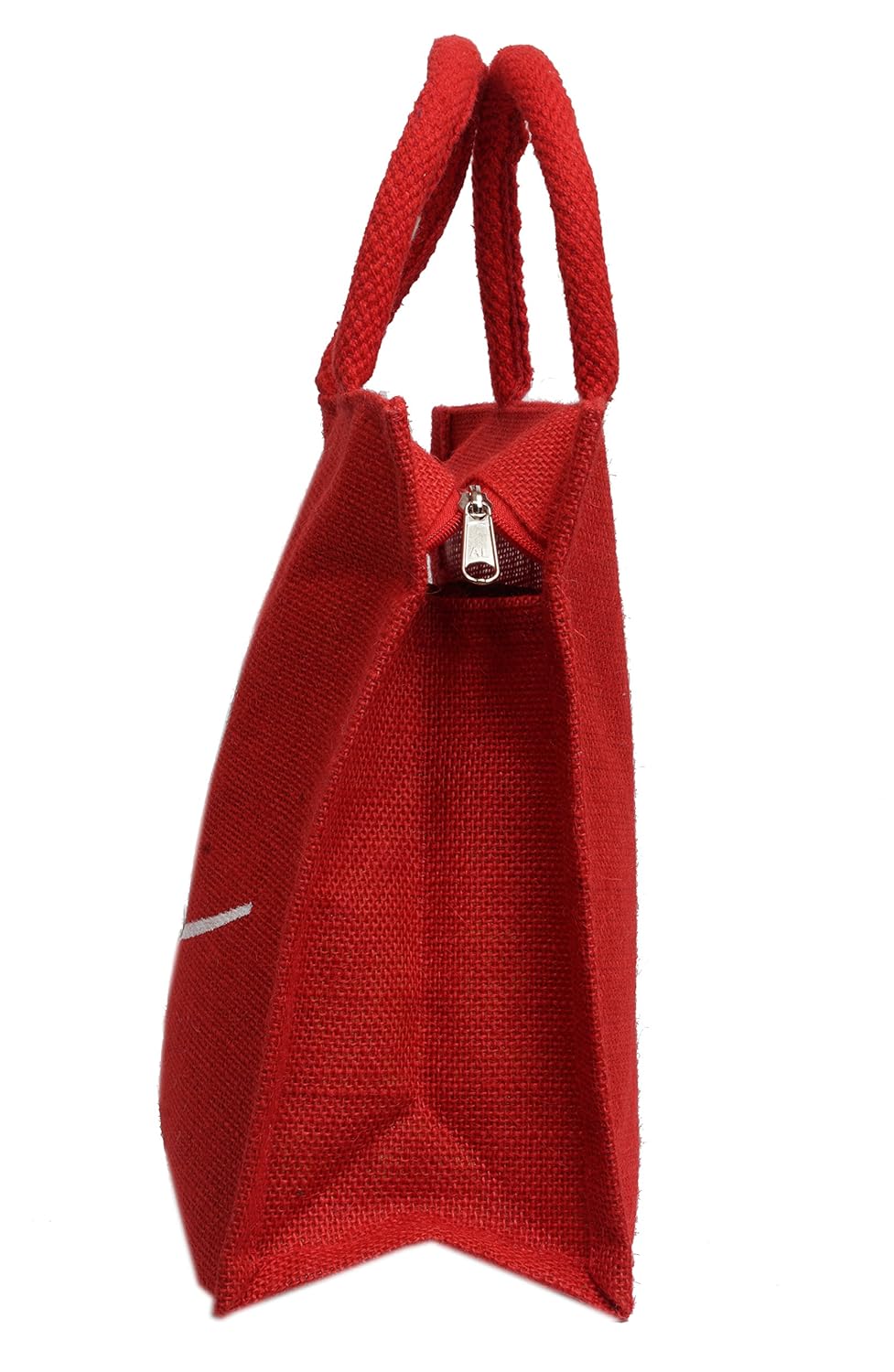 pranjals house reusable printed jute lunch bag, red