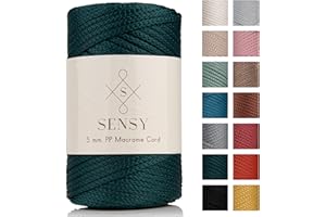 S SENSY Sensy Premium 5mm 104 Yards Polyester Rope 100% Polypropylene Cord Macrame Cord 5mm Crochet Bag Cord Macrame Rope Crochet Thread Gift for Knitter (Forest Green)