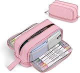 Howala Large Capacity Pencil Case 4 Compartments Pink Multiuse Organizer