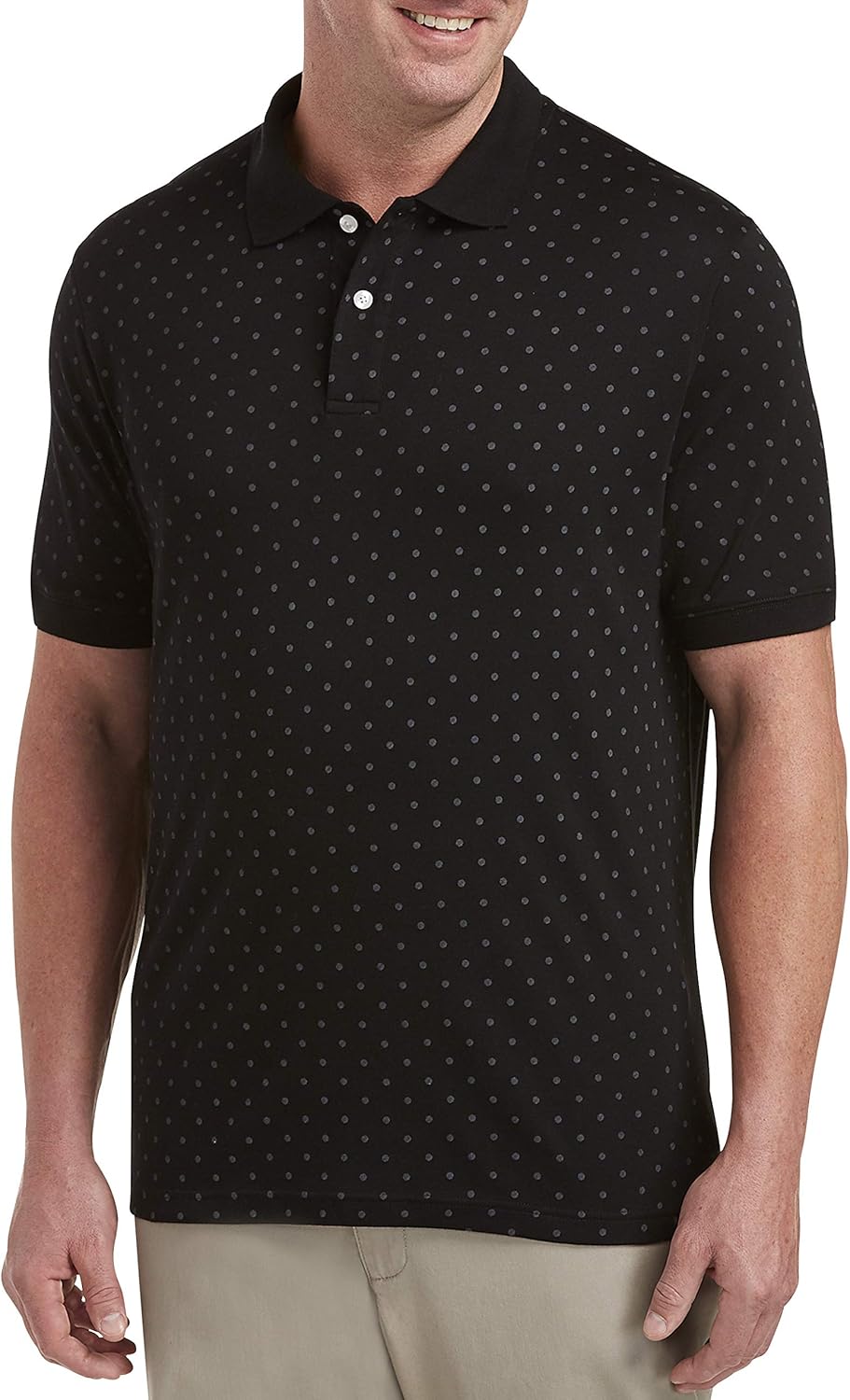 Harbor Bay by DXL Big and Tall Circle Print Polo Shirt, Black Multi, 3XL at Amazon Menâs 