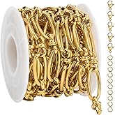 UMAOKANG 2 Meters Gold Plated Jewelry Making Chain Stainless Steel Long Oval Link Chains Bulk with Jump Rings and Lobster Clasps