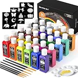 Shuttle Art Fabric Paint Permanent 30 Colours Set 60ml Multicolor with Tools