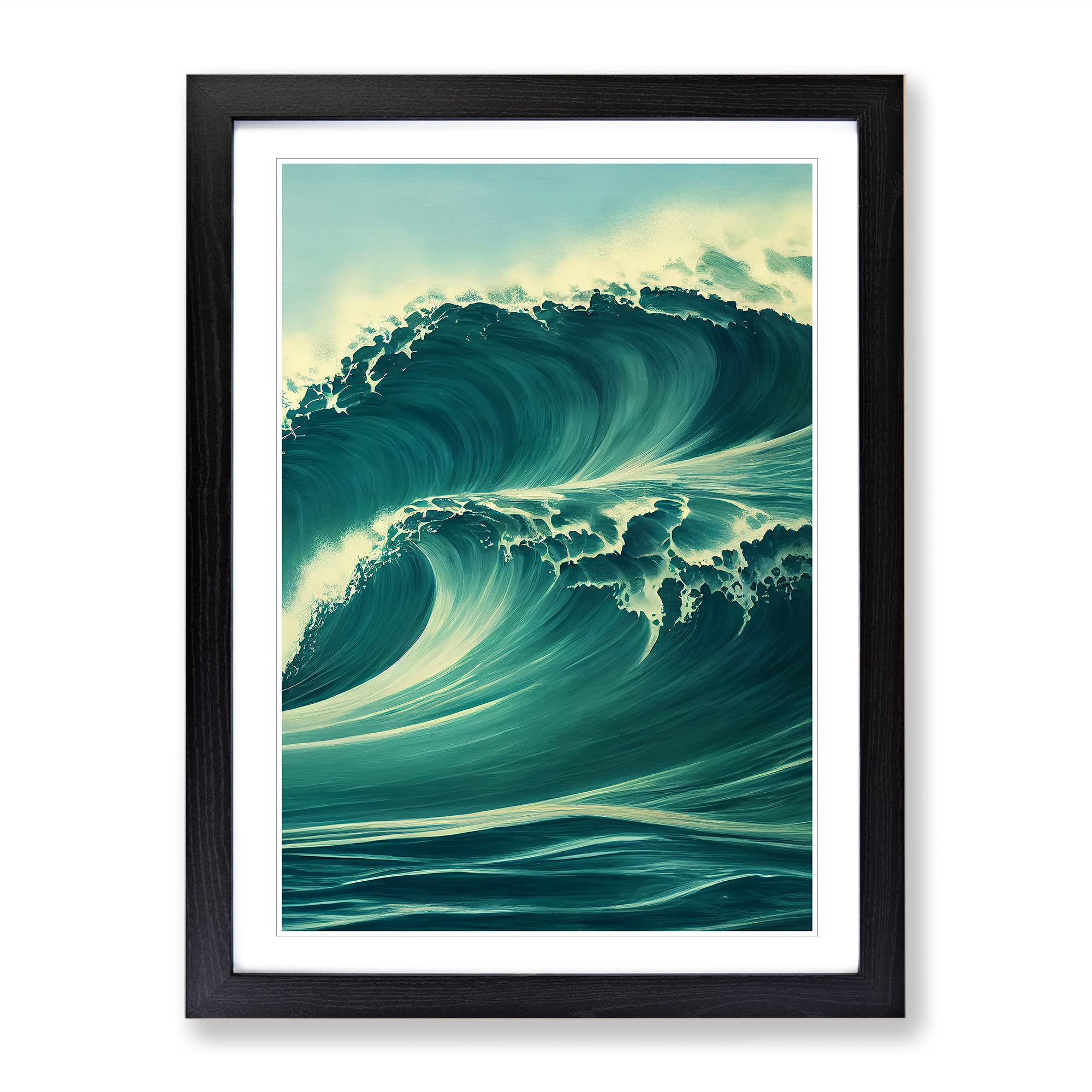 Ocean Wave No.5 Framed Print | A3 Black Framed Wall Art | Ready to Hang | Modern Nautical Picture | Living Room Bedroom Lounge Office