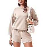 PINSPARK Two Piece Sets for Women 2024 Fall Outfits Sweatsuit 4 Pockets Sweat Short Sets Casual Matching Set Travel Tracksuit