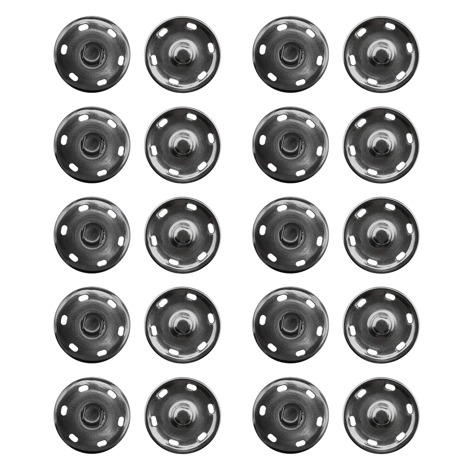OTOTEC 30mm Black Sew On Snap Fasteners Sewing Press Studs Buttons Clothing Accessories for Woolen Coats Windbreakers Pack of 20
