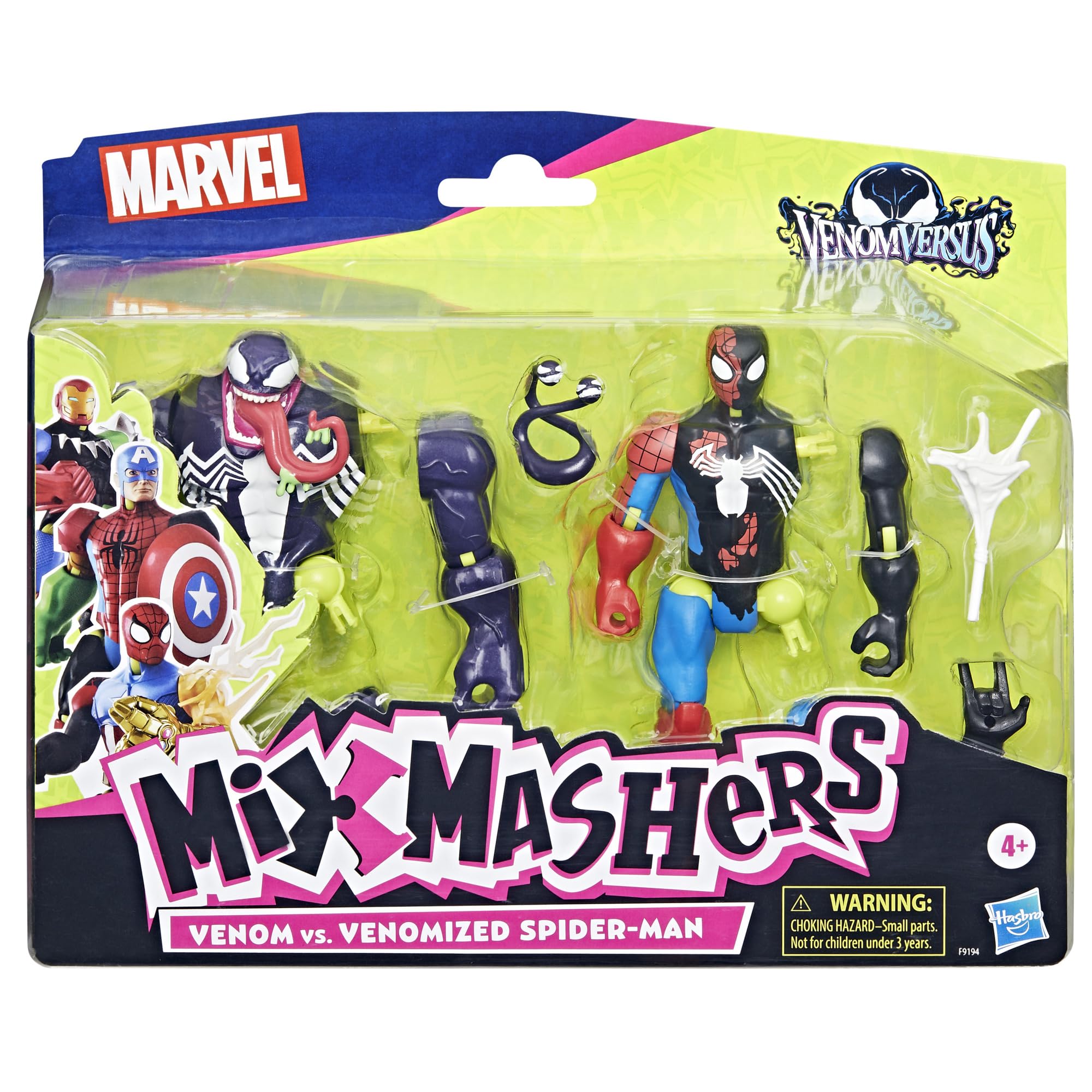 SPIDER-MAN Marvel MixMashers Venom vs. Venomized, Custom Action Figure & Accessories 2-Pack, 5-Inch-Scale Super Hero Toys for Kids Ages 4+ (Amazon Exclusive)