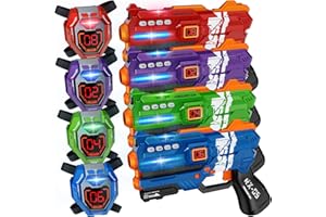 IVOXEX Laser Tag Guns Set of 4 Laser Tag Guns with Digital LED Score Display Vests,Gifts for Teens and Adults Boys & Girls,Adults and Family Fun,Gift for Kids Ages 8 9 10 11 12+Year Old Boy