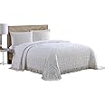 Beatrice Home Fashions Medallion Chenille Bedspread, Twin, White