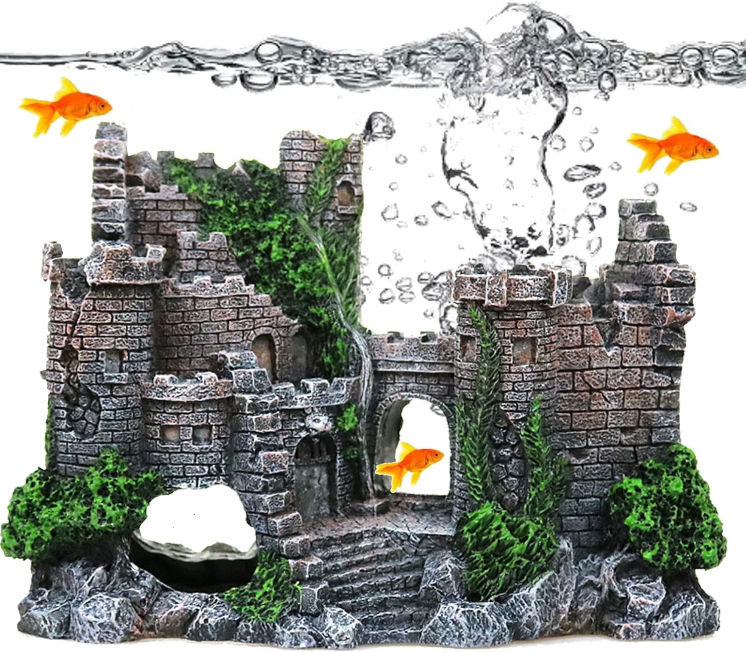 XUBX Aquarium Decoration, Fish Tank Rock Resin Bus Ornament, Fish Tank Landscaping Creative Small Car Decor for Fish Shrimp Hiding Cave Crafts Accessories, 17*6*13 — image 1