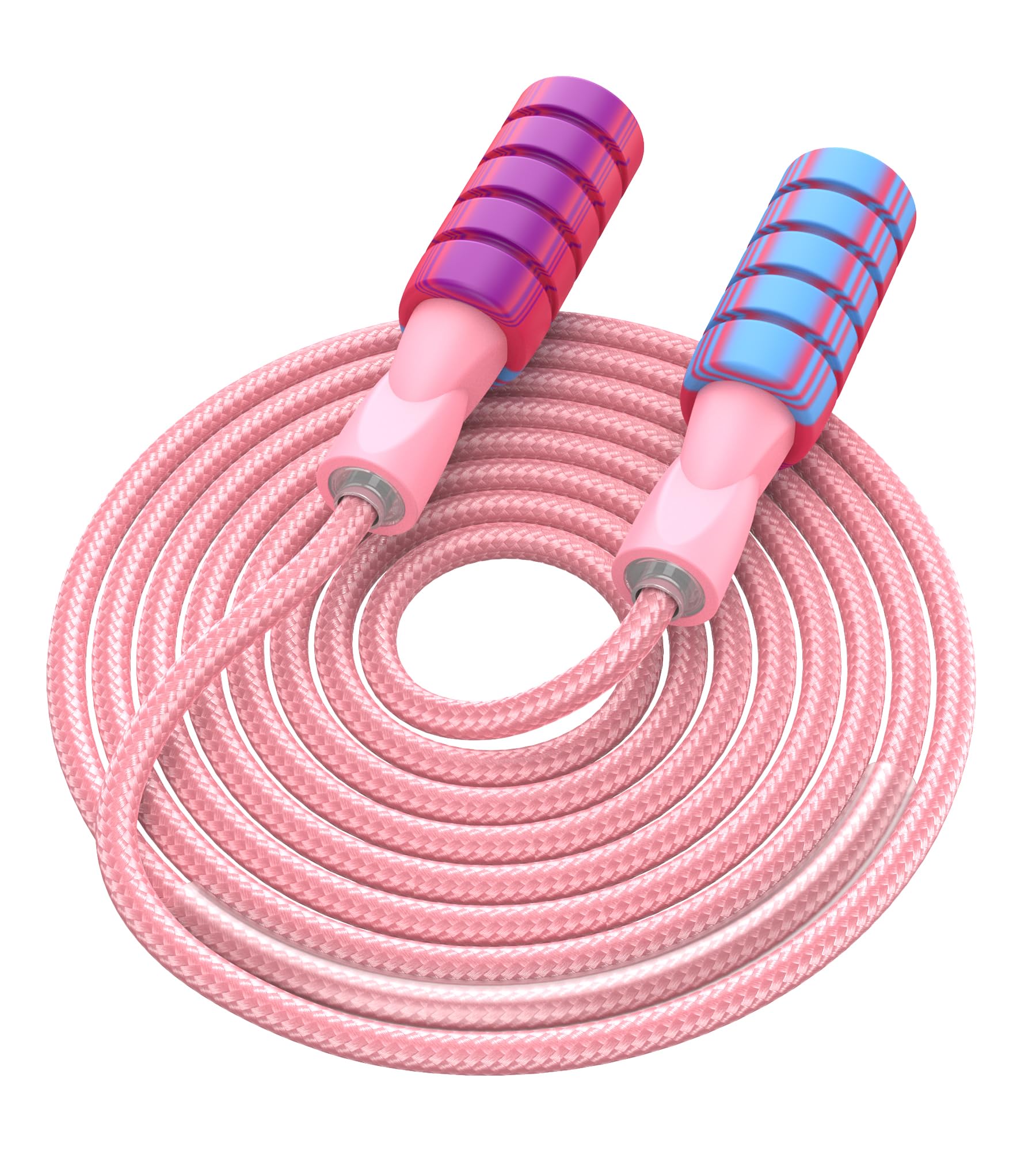 Skipping Rope for Adults, Adjustable Weighted Jump Rope with Foam Handle, 3M Jumping Rope for Men Women Fitness Exercise Outdoor Activities (Pink)