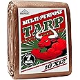 Tarp 10x12 ft 100% Waterproof 7mil Durable Grommets and Reinforced Edges,Uv Resistant,Green/Brown Tarp,Emergency Rain Shelter,Outdoor Cover and Camping Use -by MVPNET