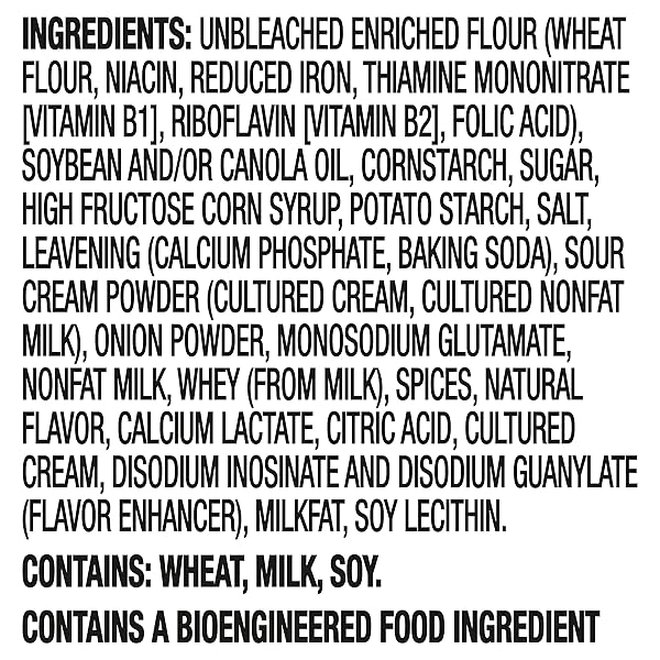 RITZ TOASTED CHIPS SOUR CREAM AND ONION CRACKERS, PARTY SNACKS, FAMILY SIZE, 11.4 OZ