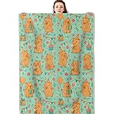Mniedc Adorable Bear Party Blanket, Cartoon Birthday Flannel Throw Blankets, 50"x60", Soft Warm Lightweight Fuzzy Cozy Throws for Couch Bed Sofa Camping Decorative Gifts for Kids Girls Boys, Green