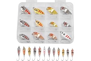 SILANON Trout Fishing Spoon Lure Set Single Hook Trout Lures Hard Metal Baits Mini Fishing Jig Spoon Lures for Perch Char Crappie