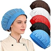 5 PCS Chef Hat, Kitchen Cooking Chef Cap Breathable Mesh Chef's Hat Adjustable Elastic Food Service Hats Reusable Washable Mesh Cap Bouffant Work Hats Hair Nets for Cooking Food Prep, Manufacturing