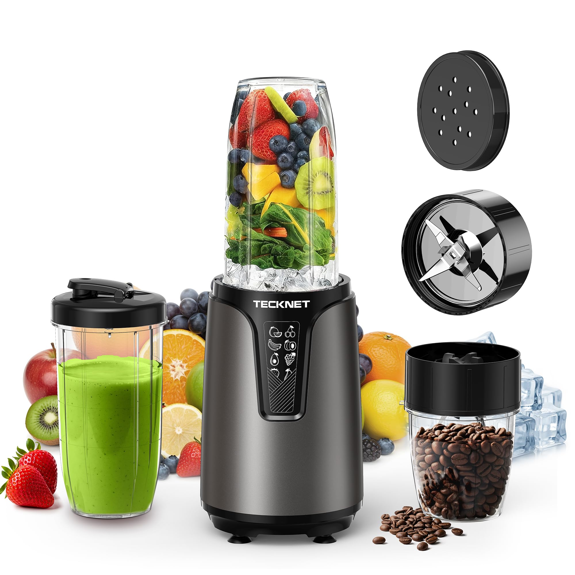 Photo 1 of TECKNET 25000RPM Bullet Blender for Smoothies, 1000W Small Personal Nutri Blender for Protein Shakes and Smoothies, Coffee Mixer with 2 BPA-Free Cup ((17oz & 10oz), Portable Countertop Grinder Kitchen