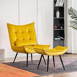 MCombo Accent Chair with Ottoman, Modern Velvet