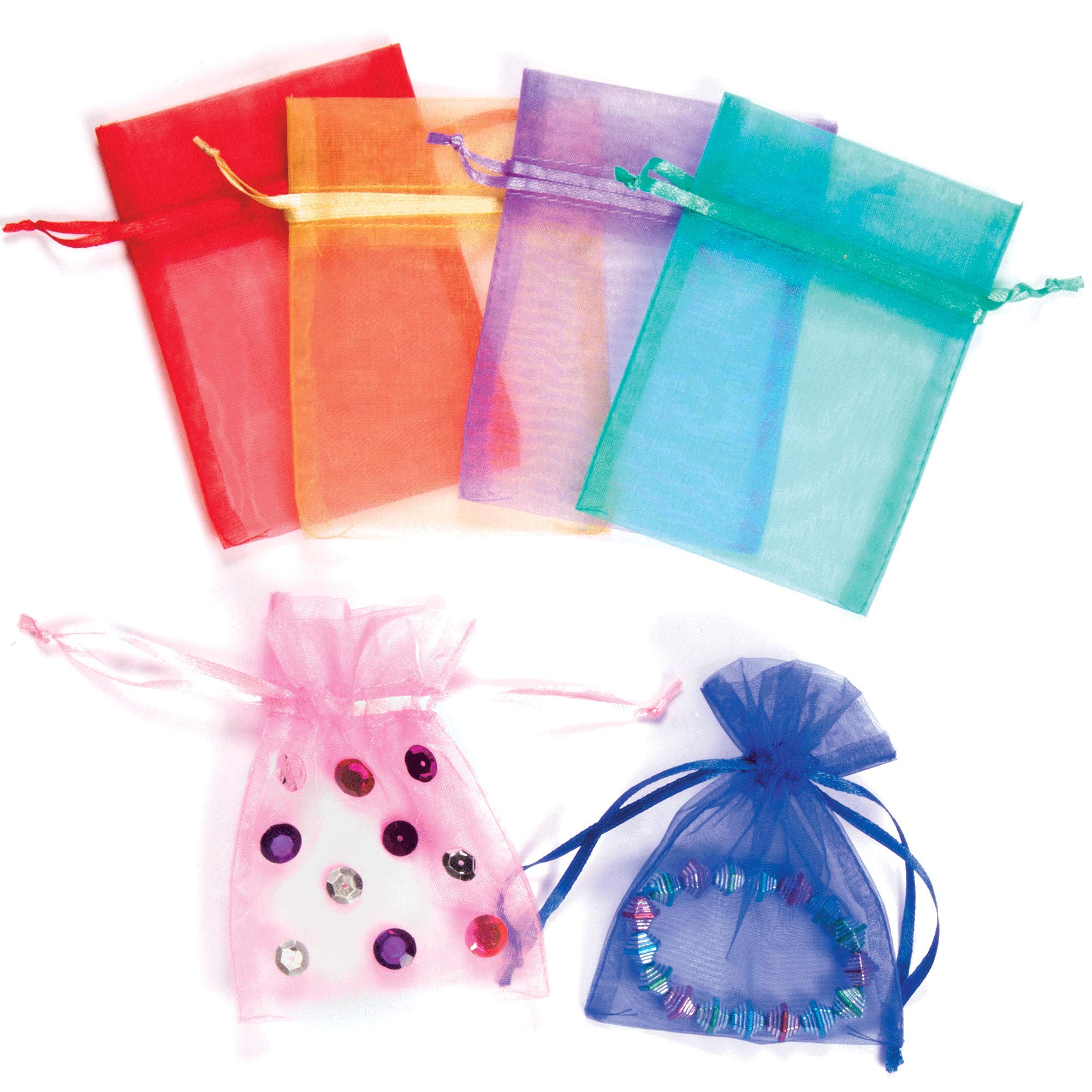 Baker Ross EF282 Mini Coloured Organza Bags (Pack of 12)
