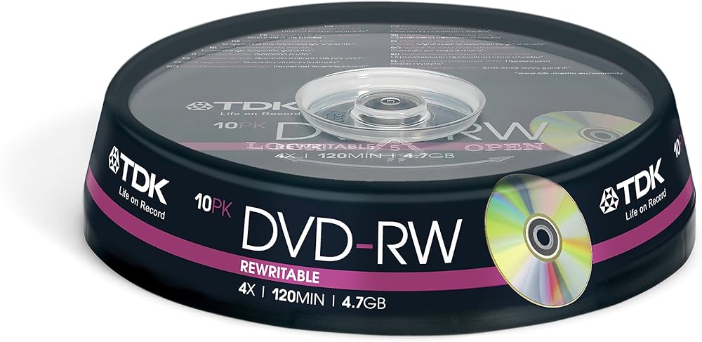 TDK DVD--20 DVD-RW 4x 10 Pack Rewriteable Cakebox