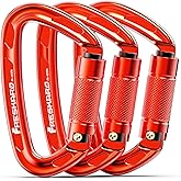 FresKaro 4inches 25kN-5621lbs Climbing Carabiners, UIAA CE Certified, Twist Auto Locking, Made of 7075 Aluminium, Lightweight, Rust Proof, for Mountaineering, Rappelling etc., Multi-Colors
