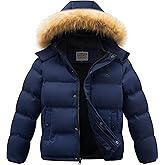 WULFUL Boy's Girls Winter Coats Waterproof Fleece Lined Puffer Jackets Kids Thicken Outerwear With Detachable Hood