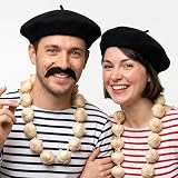FNA FASHIONS French Fancy Dress Set Beret Moustache Garlic Garland Black view 1