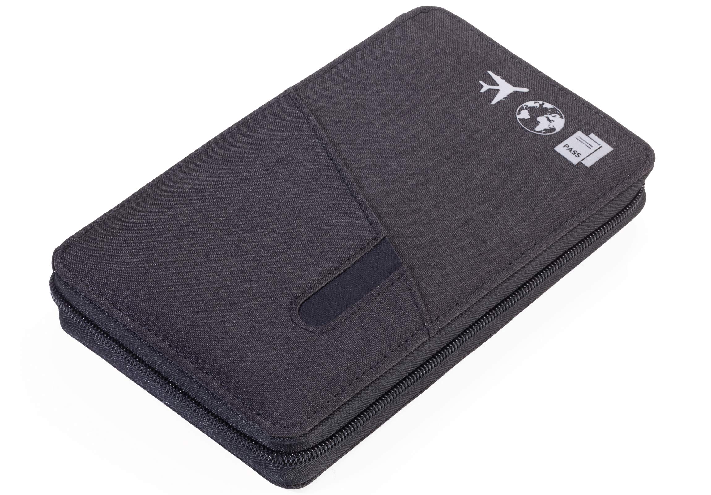TROIKA Cargosafe TRV90/DG Travel case with Zip, RFID Anti-scan Film, Four Card Slots, Two compartments for Tickets, Passport, Boarding Cards, Slip Pocket, mesh Pocket, Pen Loop, Original