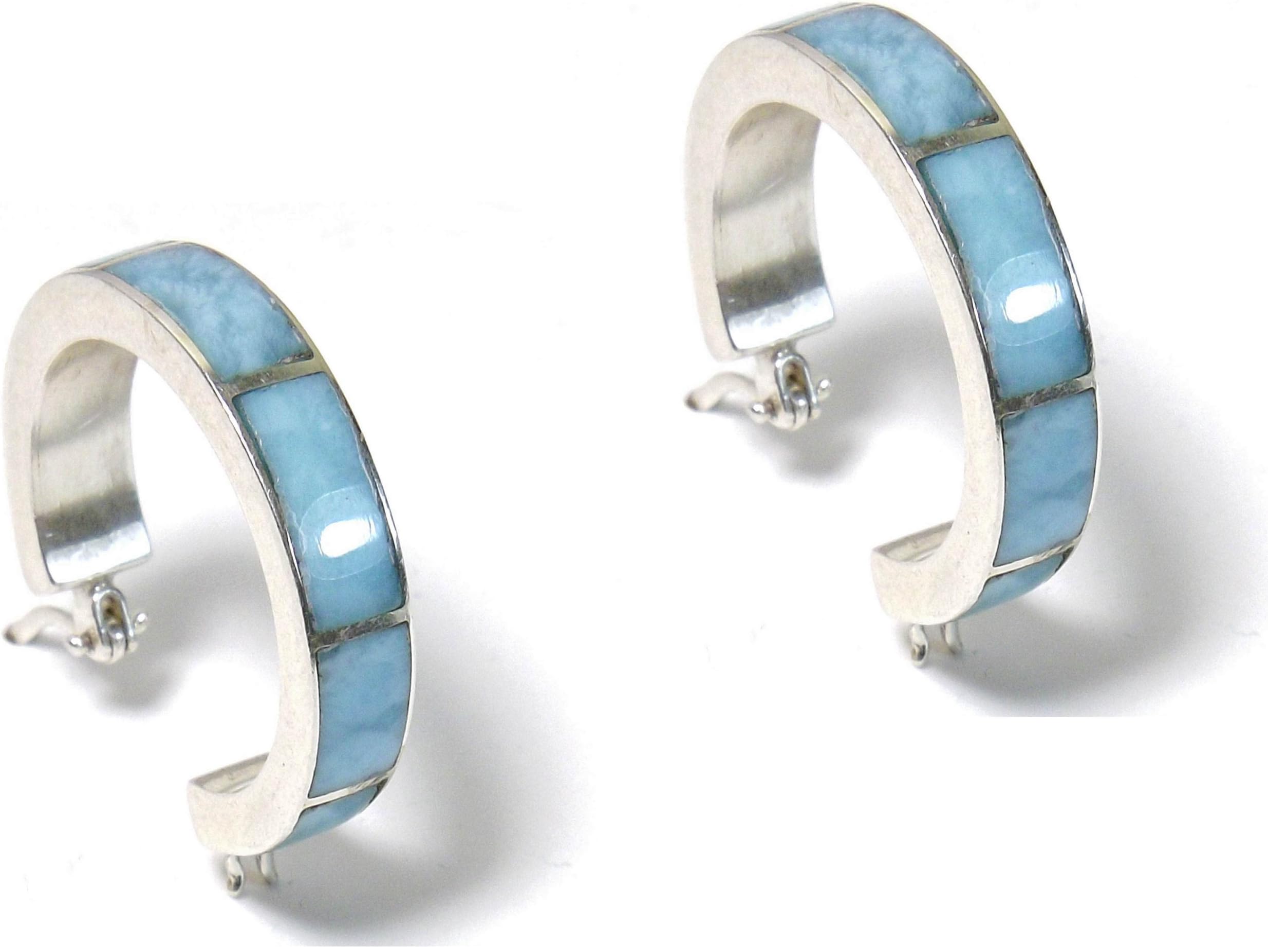 Paradise Stone Larimar Round Earrings