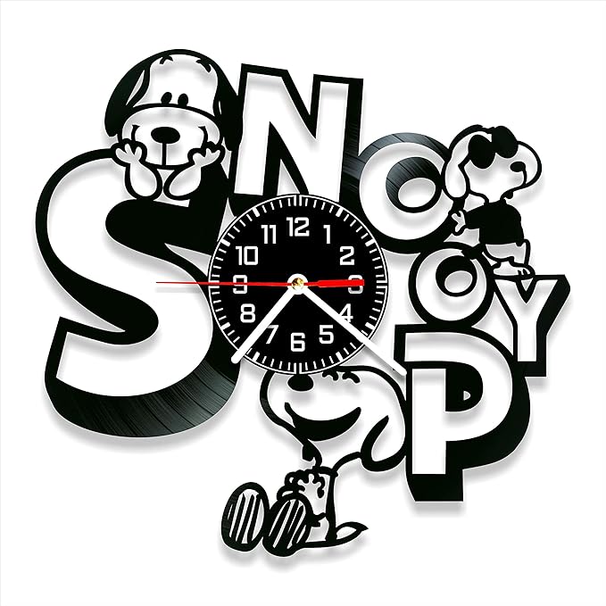 Snoopy Vinyl Clock, Snoopy Wall Clock 12 inch (30 cm