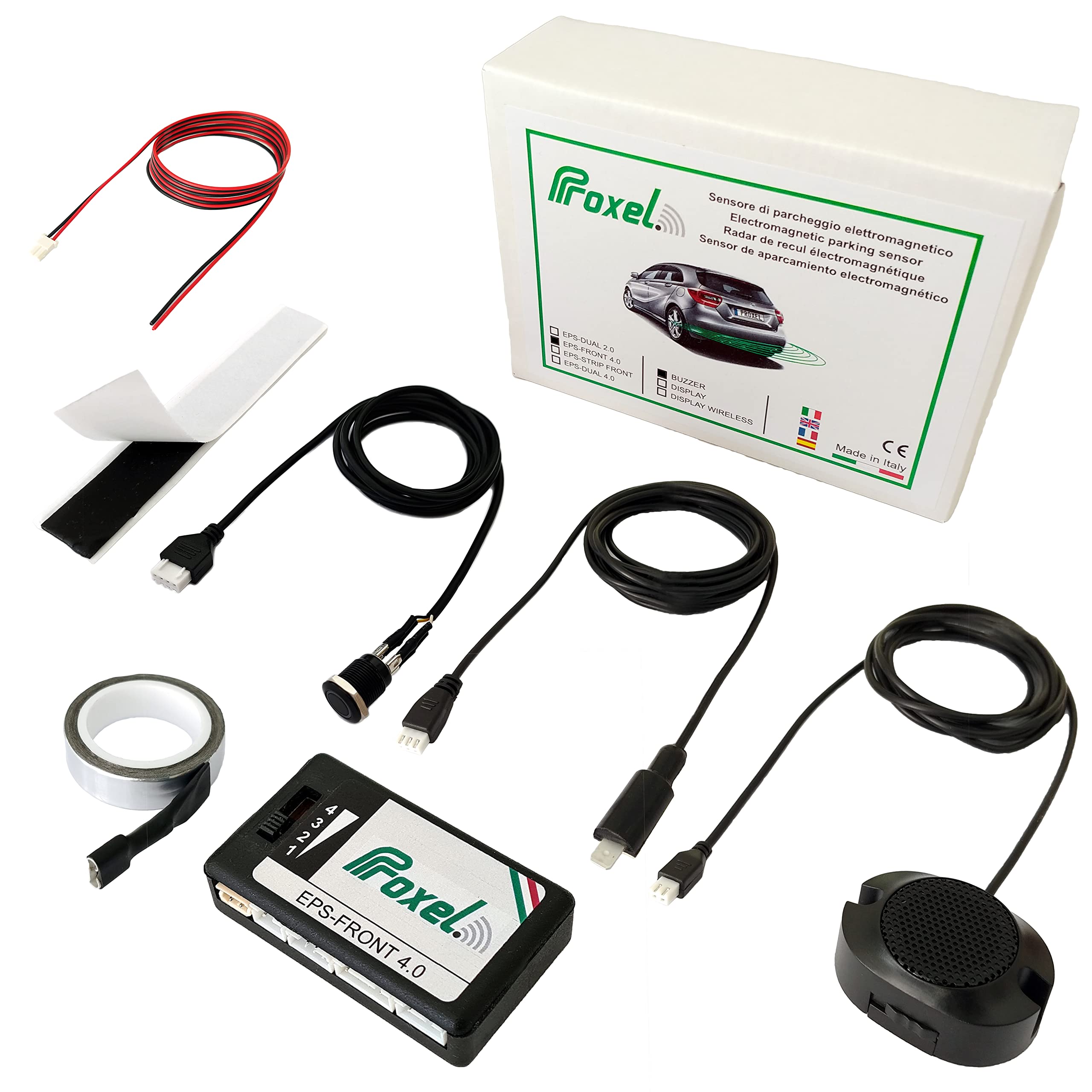 Proxel - Front Invisible Electromagnetic Parking Sensors, EPS-FRONT 4.0, No Drilling of Bumper, Universal and Original