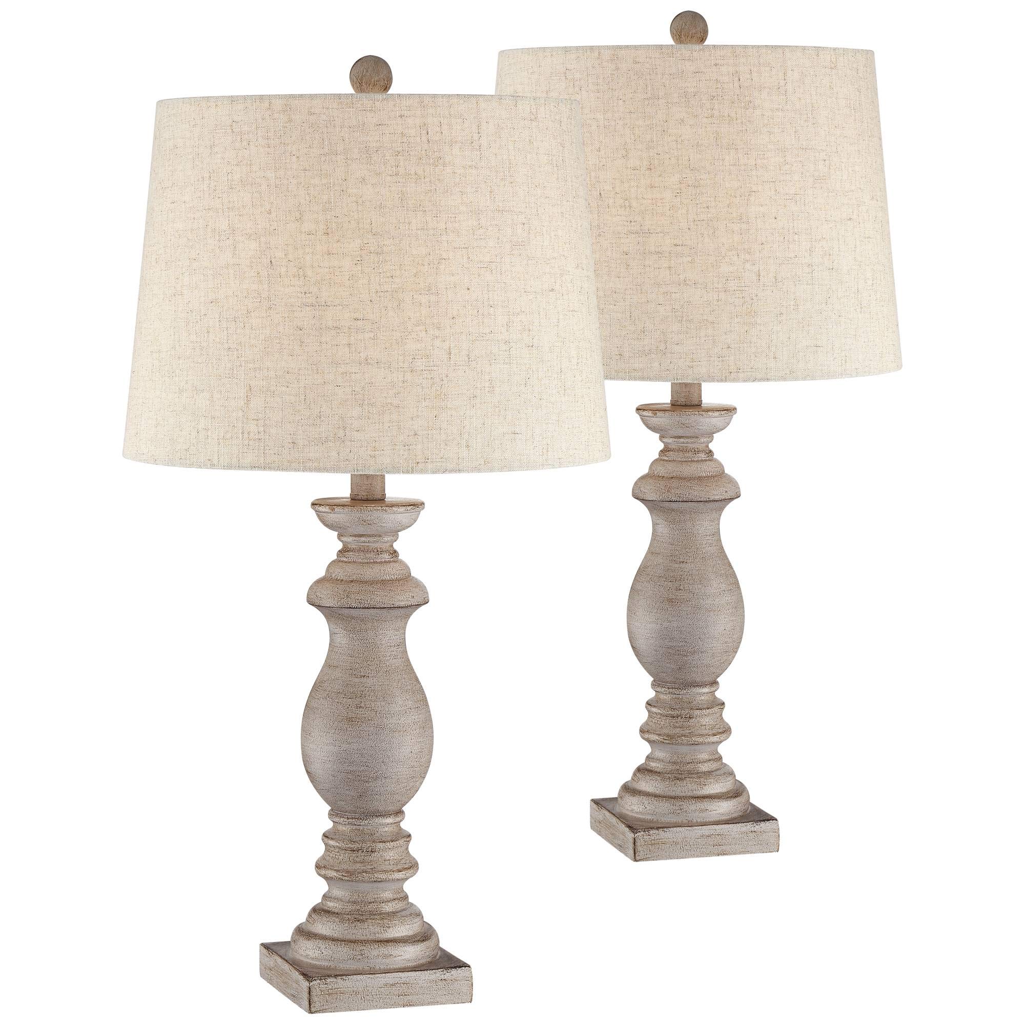 Patsy Traditional Table Lamps Set of 2 Beige Washed Fabric Tapered Drum Shade for Living Room Bedroom Bedside Nightstand Office Family - Regency Hill