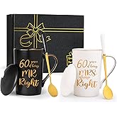 60th Wedding Gifts, 60th Anniversary Engagement Gift Ideas, 60 Years of Being Mr & Mrs Always Right Mug Set, Wedding Gifts Ideas for Couple Parents, 14 Oz with Lids and Gift Box