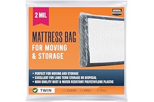 Utopia Home Twin Size Mattress Cover for Moving, 2 Mil Thick Plastic Mattress Bag for Disposal, Mattress Encasement Fits Mattresses up to 14 Inches, Mattress Bags for Moving
