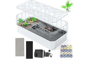Binano 25.6×13×9.4'' Big Turtle Aquarium Turtle Tank with Filter-Rain Shower SPA Experience, Water Changes, and Ample Space for Activities-Suitable for Tortoises, Turtles, Hermit Crabs