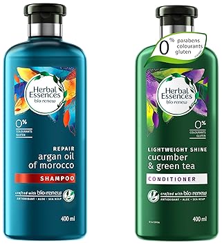 Herbal Essences Bio Renew Argan Oil Of Morocco Shampoo, 400 Ml With Herbal Essences Bio Renew Cucumber And Green Tea Conditioner, 400 Ml