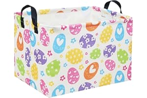 HIYAGON Rectangular Easter Basket for Kids Easter Basket Empty Baby Easter Basket for Boys and Girls Cute Toy Storage Organizer Bin Box Easter Egg Room Decor(Easter Egg)