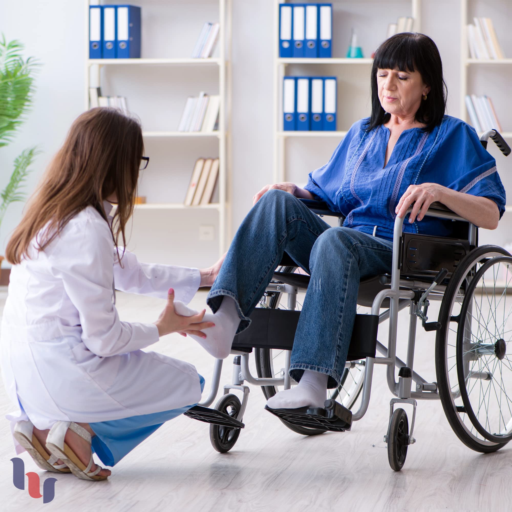 Hugh Ugoli Women's Cotton Diabetic Crew Socks, Wide, Thin, Loose Fit and Stretchy, Seamless Toe & Non-Binding Top, 4 Pairs