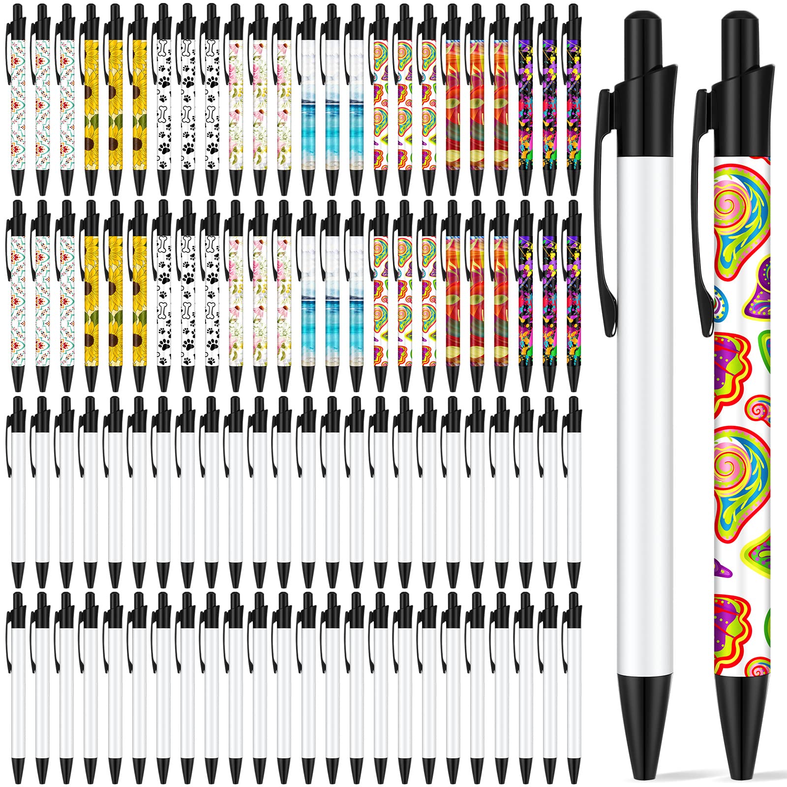 Photo 1 of Yexiya Sublimation Pens Blank Heat Transfer Pen Sublimation Ballpoint Pen with Shrink Wrap White Aluminum Customized Clip Pen School Supplies for Christmas Office School Stationery Supplies (100 Sets)
