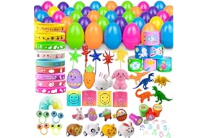 GQYAYQG 48 Pakc Pre-Filled Easter Eggs Toys, Easter Eggs Filled Gifts for Easter Eggs Hunt,Novelty Toys Easter Basket Stuffers,Easter Party Favors, Surprise egg, Classroom Prize Supplies
