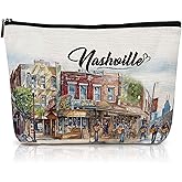 Luvsweets Nashville Travel Gifts Makeup Bag, Watercolor Nashville City Cosmetic Bag, Travel Essentials Souvenir Gifts for Nashville Lovers Travellers Women Girls Birthday Bachelorette Party Favors