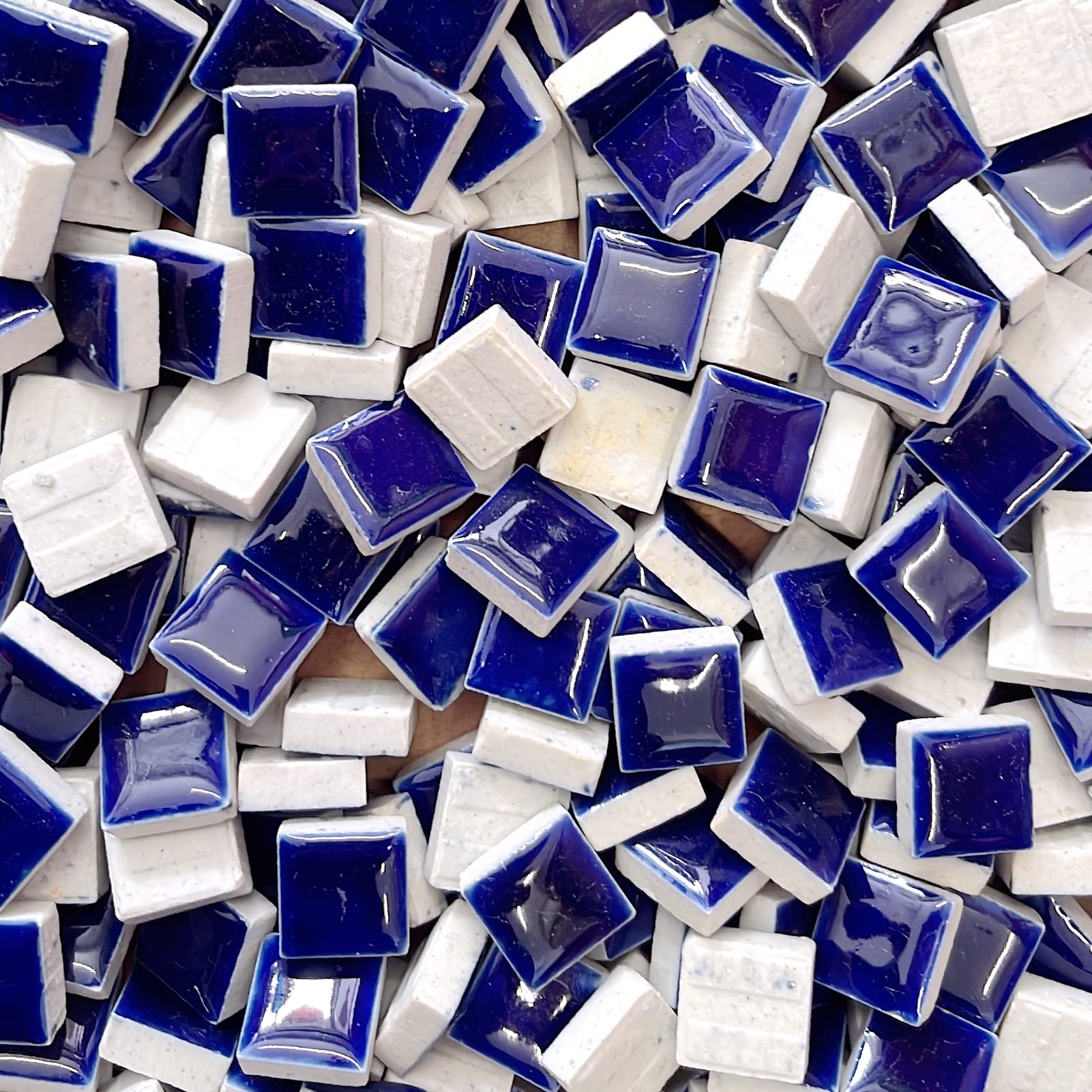 Photo 1 of 200g Square Dark Blue Ceramic Tiles Mosaic Tiles, Colorful Ceramic Mosaic Pieces Art Making Supplies for Crafts for Bathroom Flower Pot Outdoor Tables Coasters - 15mm
