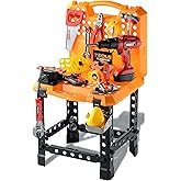 Kids Workbench - Toy Choi’s Pretend Play Series kids Toy Work Bench and Tools,Toddler Tool Set with Electric Drill,82 Pieces 