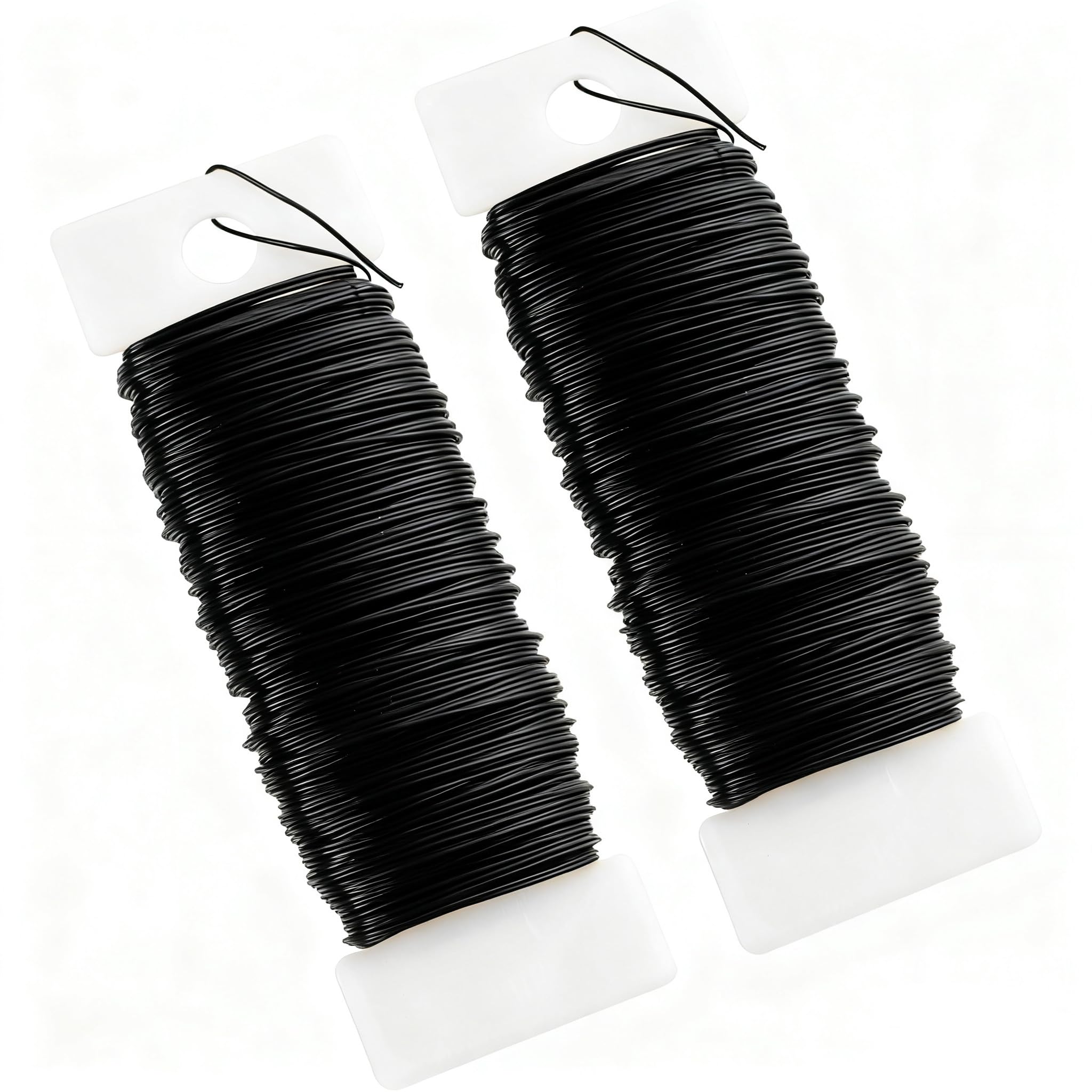 2 Pack Black Florist Wire for Wreath Making, 22 Gauge Black Floristry Wreath Wire Christmas Floral Binding Wires Flexible Paddle Crafting Wires for Wreaths Making Garden Flower Arrangements Craft