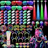 New Years Eve Party Supplies 2026, Glow in the Dark Party Supplies for Kids Adults, 128PCS Light Up Party Favors with LED Glasses, LED Hair Clips,Finger Lights, Rings, Glow Sticks Molds for Raves