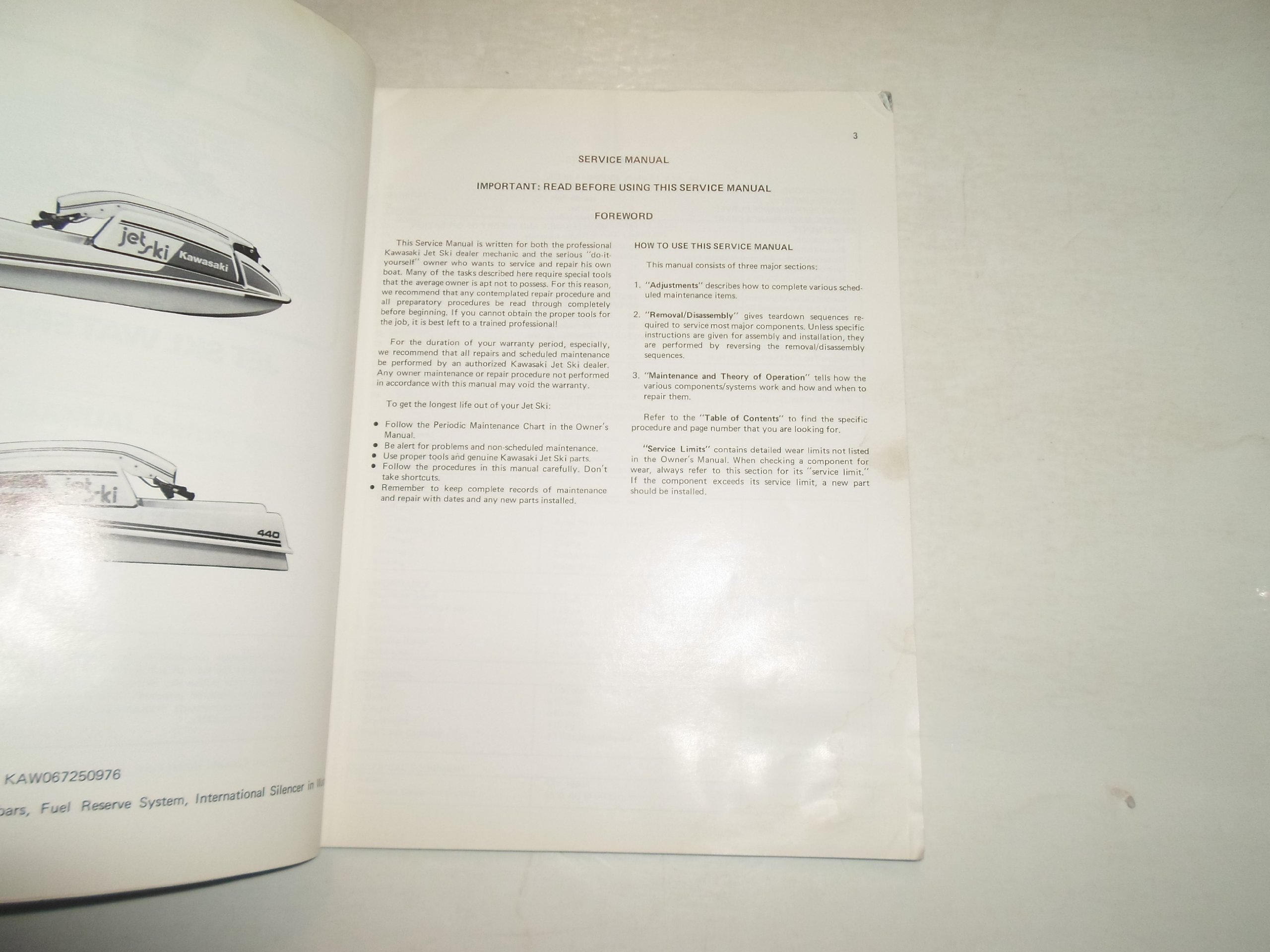 1977 1978 Kawasaki Jet Ski Watercraft JS 440 Service Repair Manual WATER  DAMAGED: KAWASAKI: Amazon.com: Books