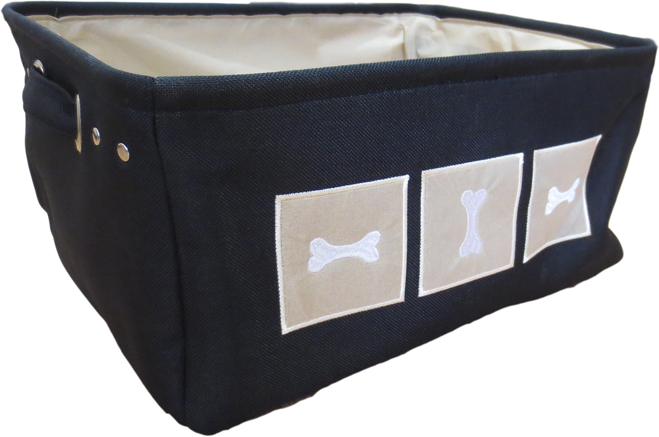 Winifred & Lily Pet Toy and Accessory Storage Bin, Organizer Storage Basket for Pet Toys, Blankets, Leashes and Food in embroidered "Dog Bones"
