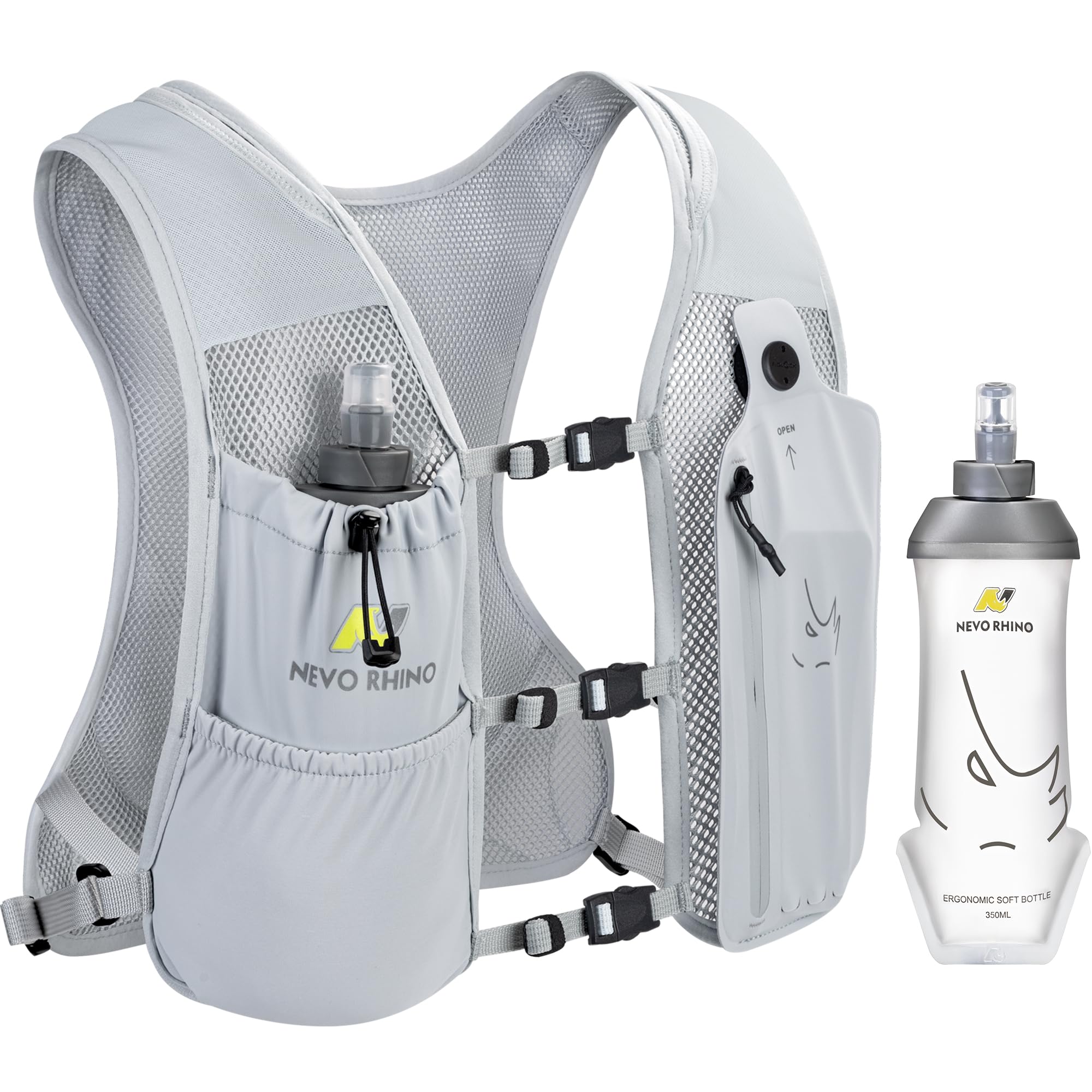 Photo 1 of N NEVO RHINO Running Vest with 350 ML TPU Soft Flask,Adjustable Small Running Water Vest - Waterproof Phone Pocket,Lightweight Hydration Backpack for Hiking Cycling Trail for Women Men Mini