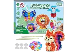 mom&myaboys Poke A Dot Art Kit - Animals Theme with bunny Snail, Lion, Owl, Squirrel, ButterflyNo-Mess Sewing Craft for Kids 
