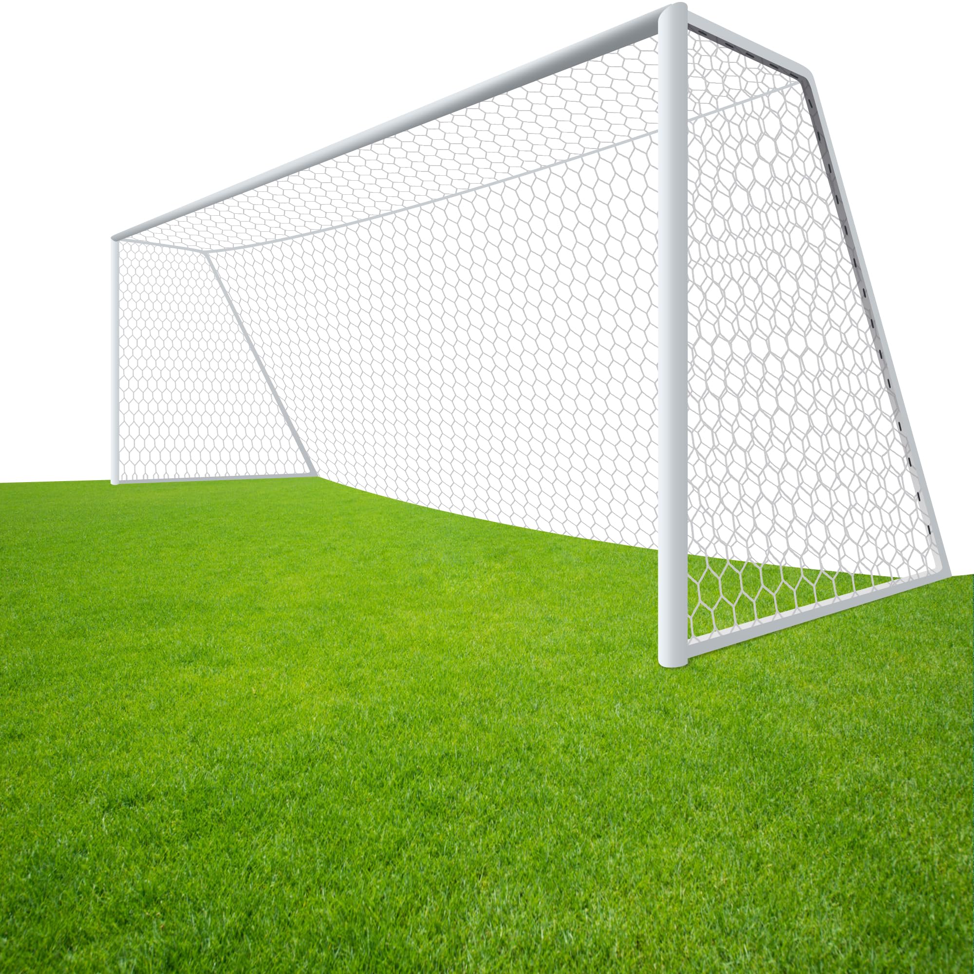Photo 1 of LAO XUE 24x8FT Soccer Goal Net,Professional White Heavy Duty Replacement Outdoor,Full Size Weather Resistance for Training and Match Play (Net Only) (White)